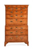 A GEORGE II WALNUT CHEST ON CHEST, MID 18TH CENTURY