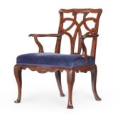 A GEORGE II MAHOGANY OPEN ARMCHAIR, IRISH, MID 18TH CENTURY