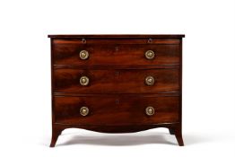 A GEORGE III MAHOGANY BOWFRONT CHEST OF DRAWERS, CIRCA 1790