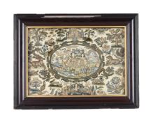 A CHARLES II EMBROIDERED STUMPWORK PANEL, 17TH CENTURY