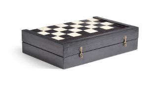 Y AN EBONY AND IVORY FOLDING GAMES BOX, 17TH/18TH CENTURY