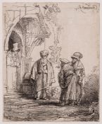 ‡ REMBRANDT VAN RIJN (DUTCH 1606-1669), THREE ORIENTAL FIGURES (JACOB AND LABAN?)