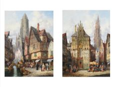 HENRY THOMAS SCHAFER (BRITISH 1854-1915), A PAIR OF NORTHERN EUROPEAN TOWNSCAPES