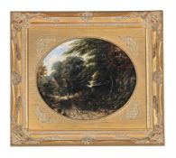 ENGLISH SCHOOL (19TH CENTURY), WOODED LANDSCAPE (OVAL)