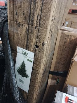 1 Pallet of 8 Christmas trees, 1 Fibre optic tree, disco balls and more