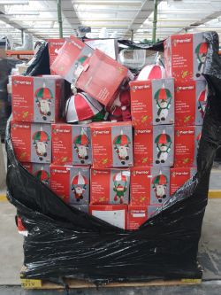 1 Pallet of Approx 60 animated parachuting Santas, elf and snowmen - customer returns