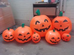 1 Pallet containing self-inflatable pumpkins, 2 LED snowmen & More