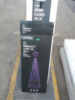 1 Pallet of Christmas pyramid trees - various sizes + Flocked Willow trees