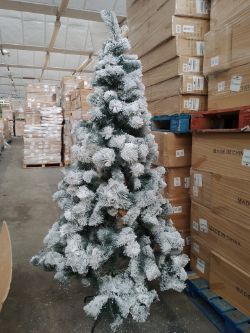 1 Pallet containing 6 x 7ft Frosted Artificial Christmas Trees
