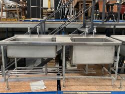 Large stainless double sink unit - 2100mm x 800mm