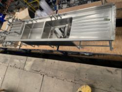 Large stainless double sink unit - 3600mm x 800mm