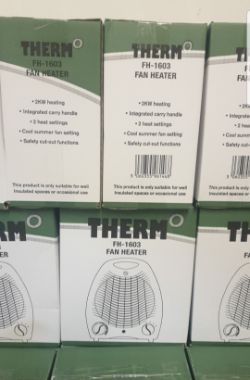 (REF GEOFF) Pallet Contains 24 x 2kw Fan Heaters NEW Boxed