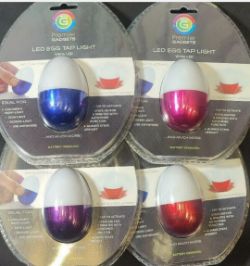 24 x LED Egg Tap Light - Childrens night light / Desk light - battery operated - various colours