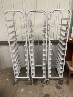 3 x Tray Trolleys - 360mm W x 1660mm H x 485mm D - Removed from pub closure