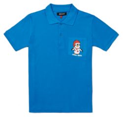 48 x Blue Polo shirts - Christmas Design - 8 x small, 16 x medium, 16 x large, 8 x Extra Large.