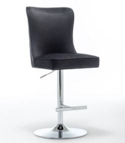 HIGH END BLACK BARSTOOL - VELVET FABRIC - SEAM DETAIL - BS-200 BLACK