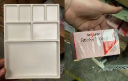 30 Cases of 1000 Sugar Paper, 500 Berol Rectangular Paint Palettes & 200 Pink Post It Note Pads