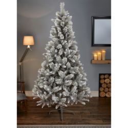 New Premier 2.1m Snow Tipped Fir Christmas Tree - Grey PVC With Cashmere Tips -