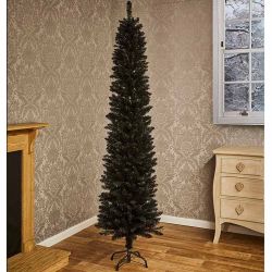 New Premier 2m Wrapped Branches Black Pencil Pine Christmas Tree