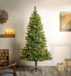 New Premier 2.1m pre lit Douglas Fir Christmas Tree - PVC Tips WW LEDs
