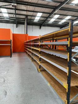 9 bay run of link 51 racking - 10 uprights - 54 beams to make 3 shelves per bay - 27 boards