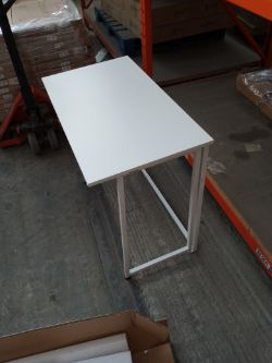 (P135) - 1 pallet of 12 x foldaway white tables, 1 x Bookshelves & 1 x Manual Treadmill