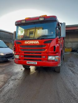 DAF Skip Loader, Scania 32 Ton Tipper, Iveco Caged Tipper, Belle Skid Steer Loader and RORO Skip