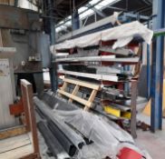 Contents of rack, to include large quantity of various lengths of metals, and part wrapped roller
