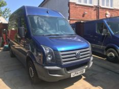 VW Crafter CR35 MWB 2.0 TDi High Roof Van, registration LP14 VOD, first registered 11 July 2014, MOT