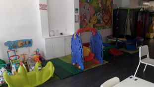 Assortment of 9m-36m Educational toys and activities to include 4ft Trampoline, Swing, Rockers,