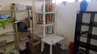 Contents of room to include 5 x Plastic Ikea Mammut Children’s tables, 20 x Plastic stools, 4 x Ikea