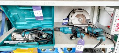 Dewalt Circular Saw, 2 various Makita Drills, 240v & Makita Jigsaw