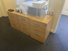 Light oak effect office furniture, inkling Desks, pedestals, Meeting table, chairs – Located in