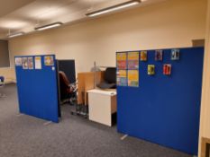 Remaining contents to room to include folding mobile desk, metal double door cupboard, ped drawer