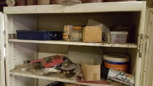 Metal Double Door Cabinet & Contents.