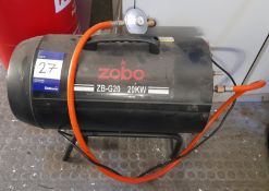 Zobo ZB-G20 20kw gas fired space heater, bottle ex