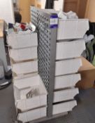 Mobile slot rack, with assortment of Barton Size 5 & 6 plastic linbins