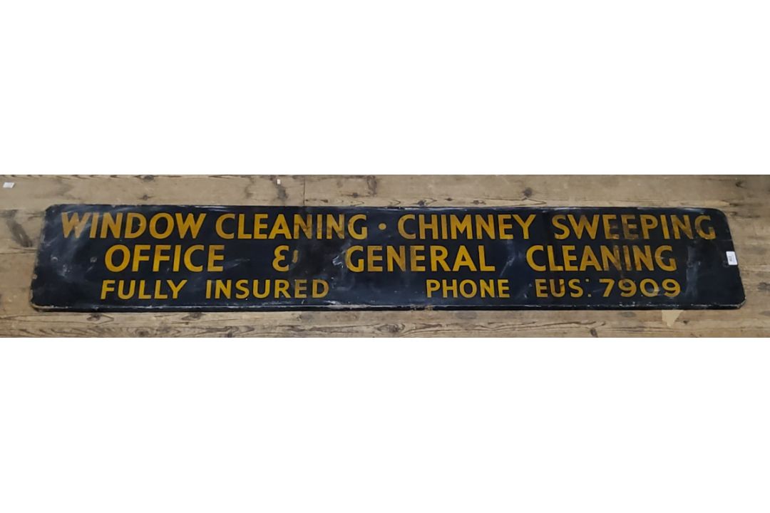 A substantial sign written wagon plaque, advertising Window Cleaning, Chimney Sweeping, Office & - Image 1 of 2