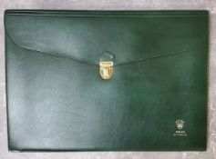 A 1960's Rolex A4 PVC document holder, screen printed Rolex logo to bottom rhd corner, green