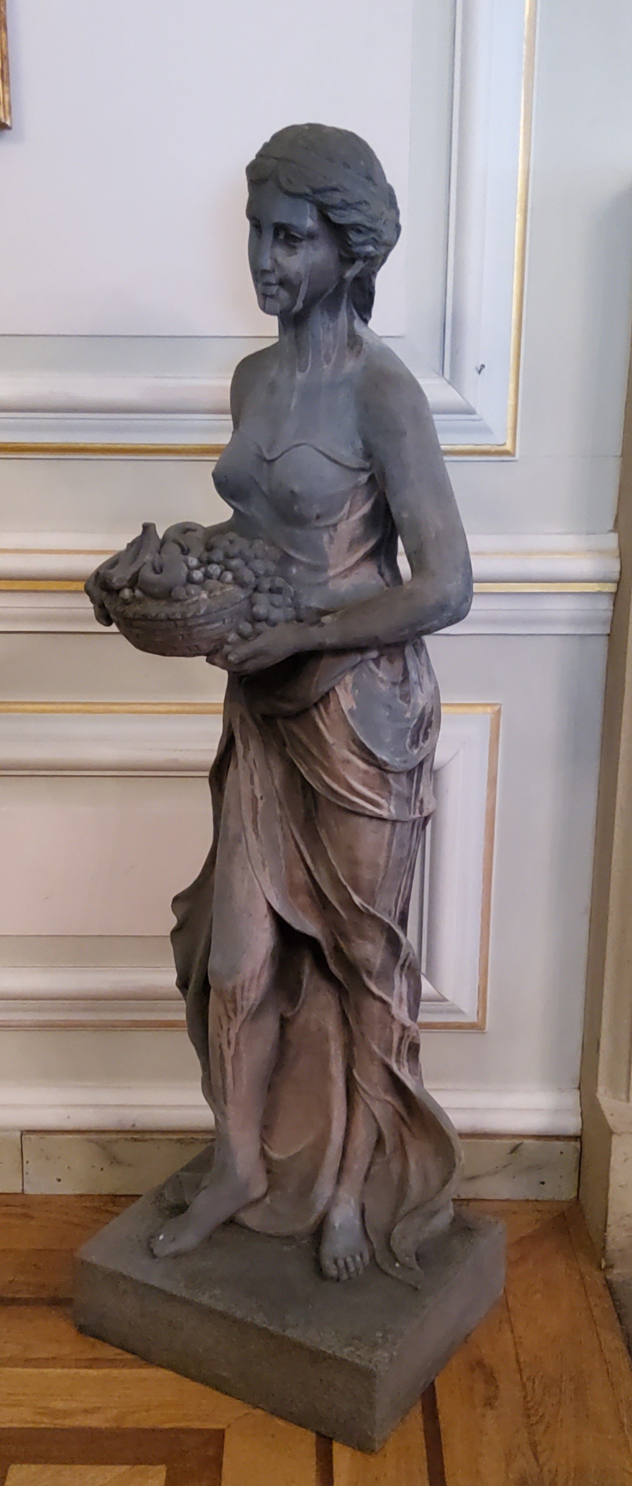Garden Statuary - A life-size statue of Pomona the goddess of abundance, the lead effect classical