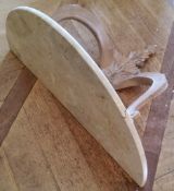 A wall hanging console table, limed oak effect support, white marble demi lune top 80 w x 40 d x