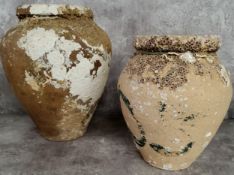 Interior Design - Eastern 'shipwreck' pottery vessels, encrusted with remnants of crustacean