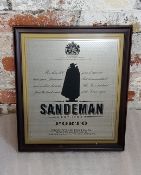 Advertisement - by appointment to Elizabeth II Sandeman Port advertising pub mirror circa.1970,