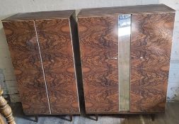 A mid 20th century Stonehill Furniture faux burr walnut three piece bedroom suite c.1960,