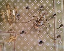 A Dutch brass eight light chandelier converted to electric 50cm high; a gilt brass neoclassical