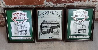 Advertising - a pair of Newton & Ridley Best Bitter mirrors, framed; another Emmerdale Wool Pack