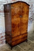 A fine quality well-figured Oriental inspired burr walnut wedding chest / single wardrobe 182H X