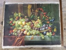 A decorative 20th century oil on canvas, Continental Still Life Observational Study of a summer