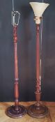 An Edwardian mahogany standard lamp; another (2)