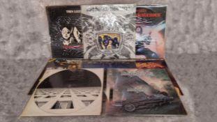 Blue Oyster Cult vinyl LPs including Blue Oyster Cult, CBS S 64904, label misprint 'Transmaiacon